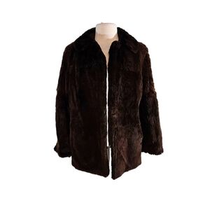 Vintage Dark Brown Mouton Fur Stroller Coat